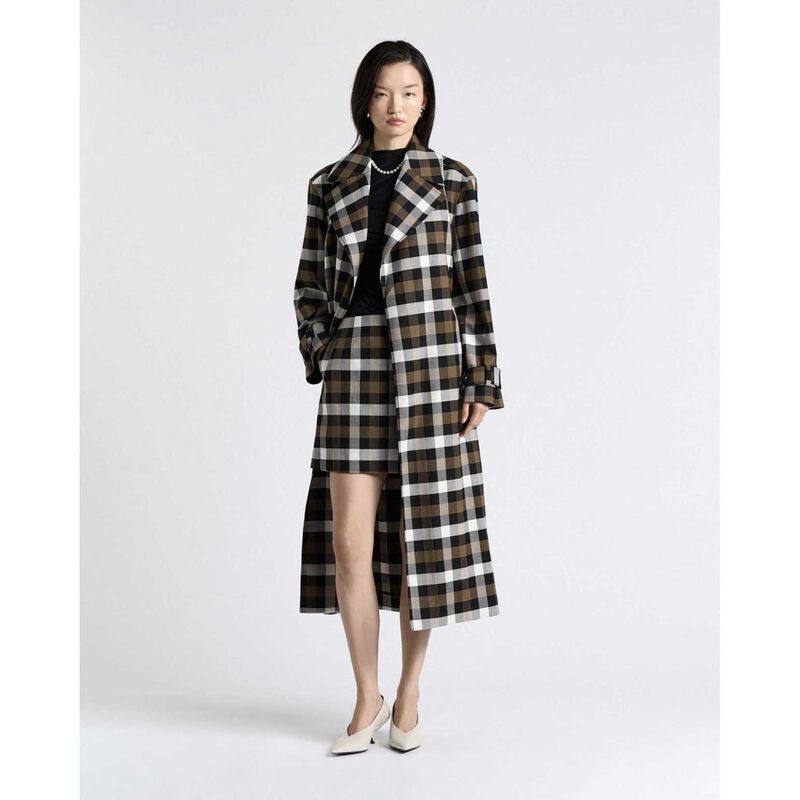 Cue Olive Check Trench image number 3